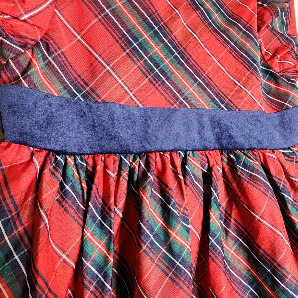 Max Studio Kids Red Christmas Plaid Sateen Dress Velvet Bow Size 6 New - Picture 9 of 14